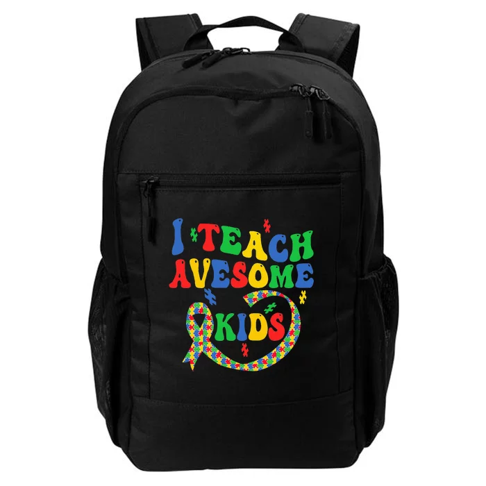 I Teach Awesome Autism Awareness Puzzle Ribbon Teacher Daily Commute Backpack