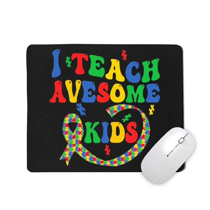 I Teach Awesome Autism Awareness Puzzle Ribbon Teacher Mousepad