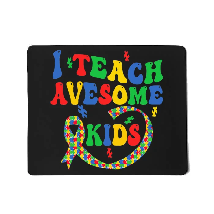 I Teach Awesome Autism Awareness Puzzle Ribbon Teacher Mousepad