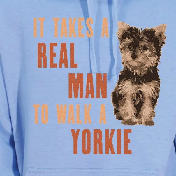 It Takes A REAL MAN To Walk A Yorkie Funny Dog Lover Unisex Surf Hoodie