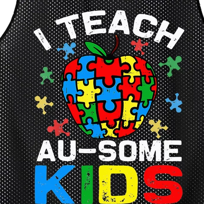 I Teach Awesome Autism Awareness Sped Teacher Mesh Reversible Basketball Jersey Tank