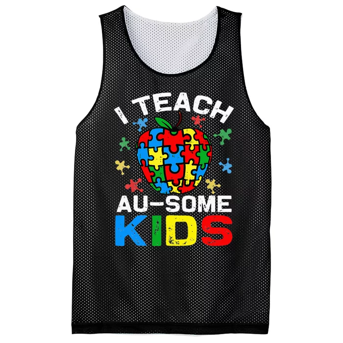 I Teach Awesome Autism Awareness Sped Teacher Mesh Reversible Basketball Jersey Tank