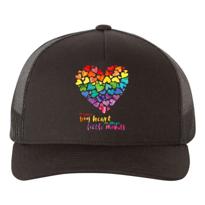 It Takes A Big Heart To Shape Little Minds Teacher Gift Yupoong Adult 5-Panel Trucker Hat