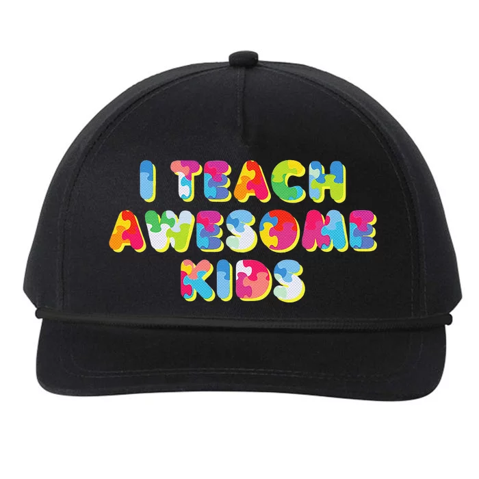 I Teach Awesome Autism Awareness Teacher Gift Snapback Five-Panel Rope Hat