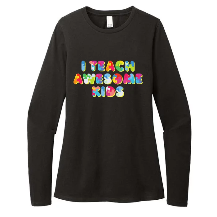 I Teach Awesome Autism Awareness Teacher Gift Womens CVC Long Sleeve Shirt