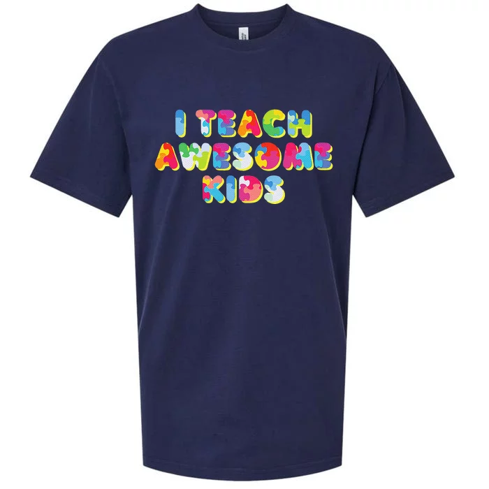 I Teach Awesome Autism Awareness Teacher Gift Sueded Cloud Jersey T-Shirt