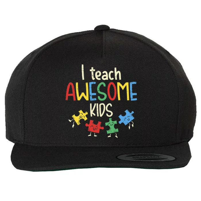 I Teach Awesome Autism Special Education Teacher Wool Snapback Cap