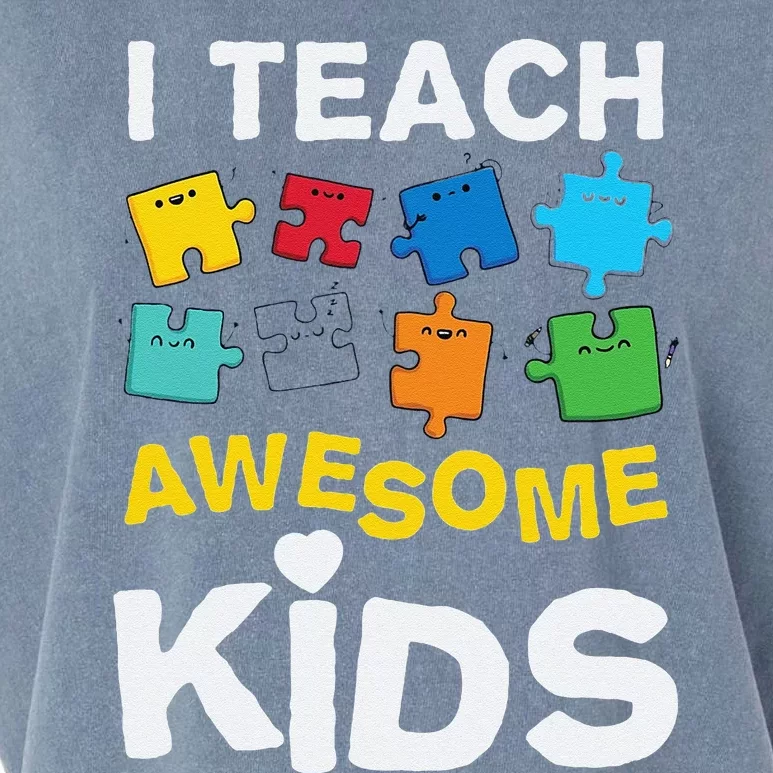 I Teach Awesome Autism Awareness Garment-Dyed Women's Muscle Tee