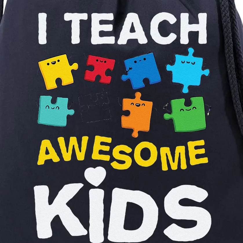 I Teach Awesome Autism Awareness Drawstring Bag