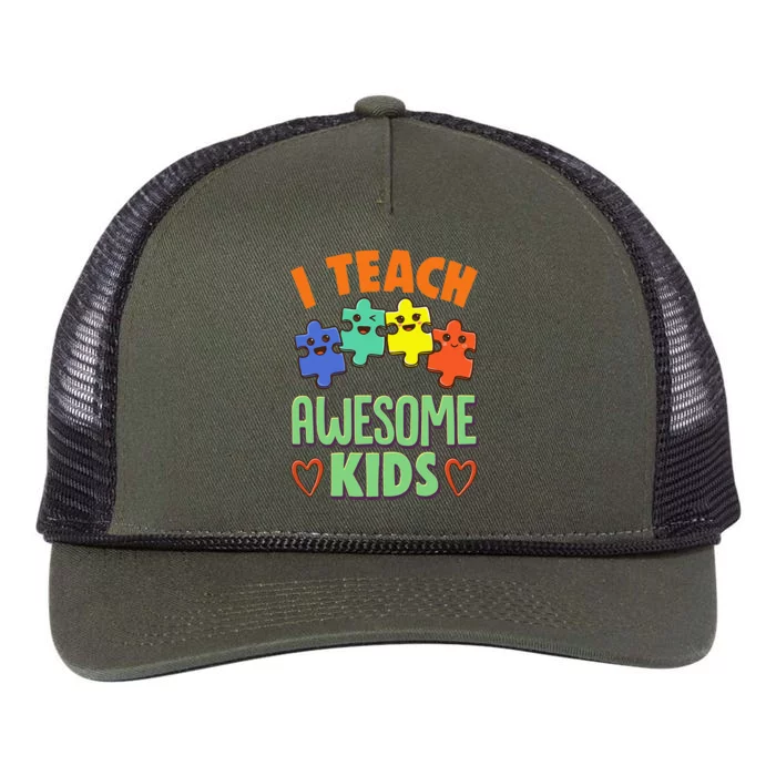 I Teach Awesome Special Education Teacher Retro Rope Trucker Hat Cap