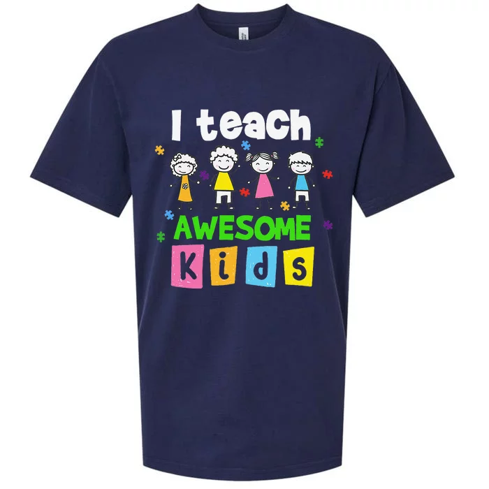 I Teach Awesome Special Needs Autism Awareness Sueded Cloud Jersey T-Shirt