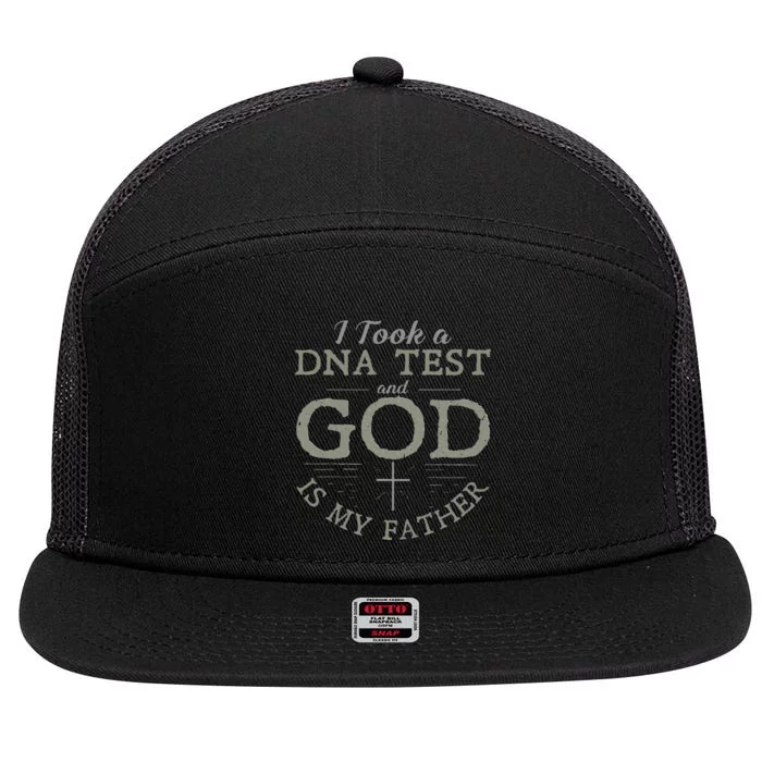 I Took A DNA Test And God Is My Father Funny Christian 7 Panel Mesh Trucker Snapback Hat