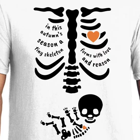 In This Autumns Season A Tiny Skeleton Maternity Halloween Pajama Set