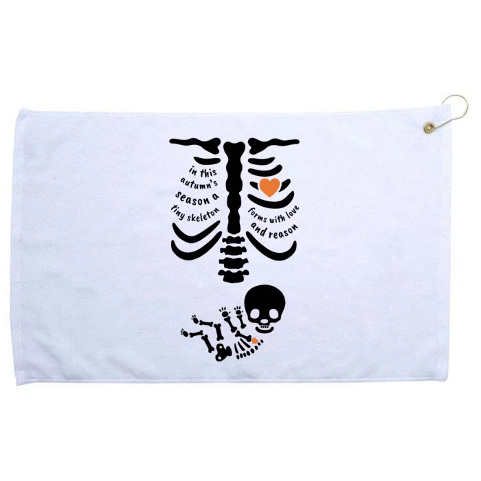 In This Autumns Season A Tiny Skeleton Maternity Halloween Grommeted Golf Towel