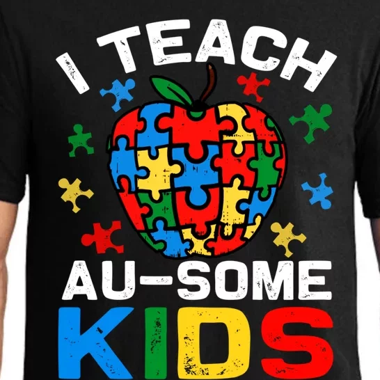 I Teach Aufunny Giftsome Autism Teacher Puzzle Piece Funny Gift Pajama Set