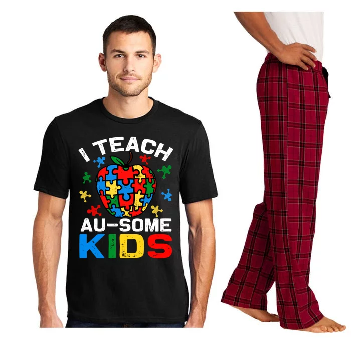 I Teach Aufunny Giftsome Autism Teacher Puzzle Piece Funny Gift Pajama Set