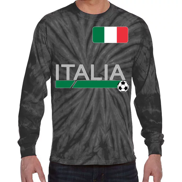 Italia Azzurri Supporter Italian Soccer Team Tie-Dye Long Sleeve Shirt