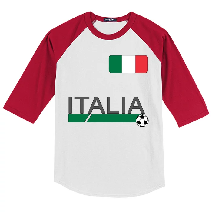 Italia Azzurri Supporter Italian Soccer Team Kids Colorblock Raglan Jersey