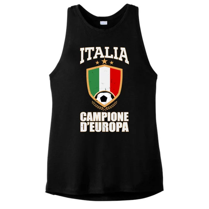 Italia Campione D'Europa Soccer Flag Shield Logo Ladies Tri-Blend Wicking Tank