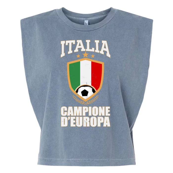 Italia Campione D'Europa Soccer Flag Shield Logo Garment-Dyed Women's Muscle Tee