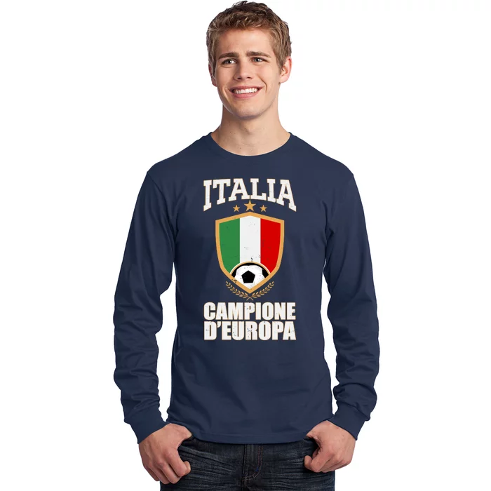 Italia Campione D'Europa Soccer Flag Shield Logo Long Sleeve Shirt