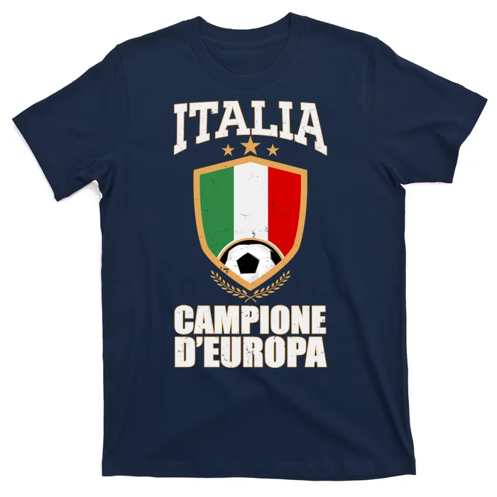 Italia Campione D'Europa Soccer Flag Shield Logo T-Shirt