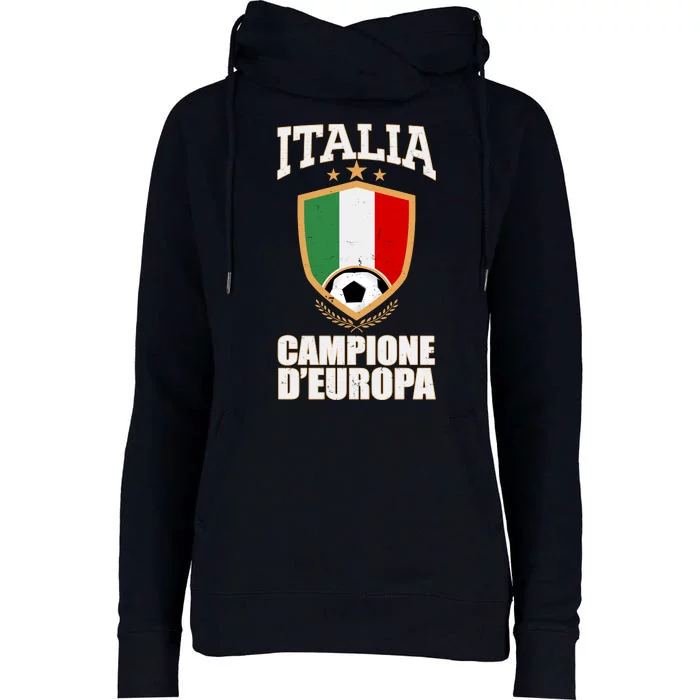 Italia Campione D'Europa Soccer Flag Shield Logo Womens Funnel Neck Pullover Hood