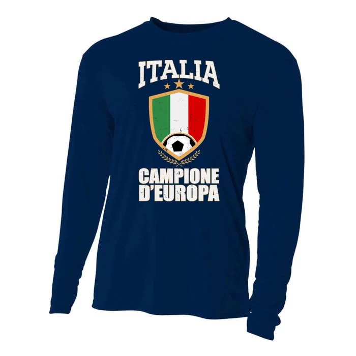 Italia Campione D'Europa Soccer Flag Shield Logo Cooling Performance Long Sleeve Crew