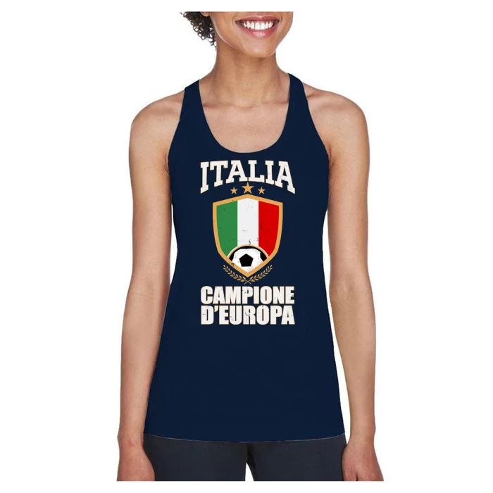 Italia Campione D'Europa Soccer Flag Shield Logo Women's Racerback Tank