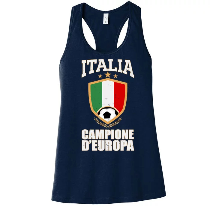 Italia Campione D'Europa Soccer Flag Shield Logo Women's Racerback Tank