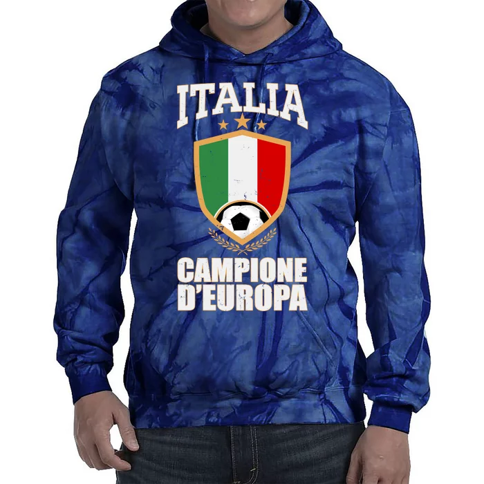 Italia Campione D'Europa Soccer Flag Shield Logo Tie Dye Hoodie