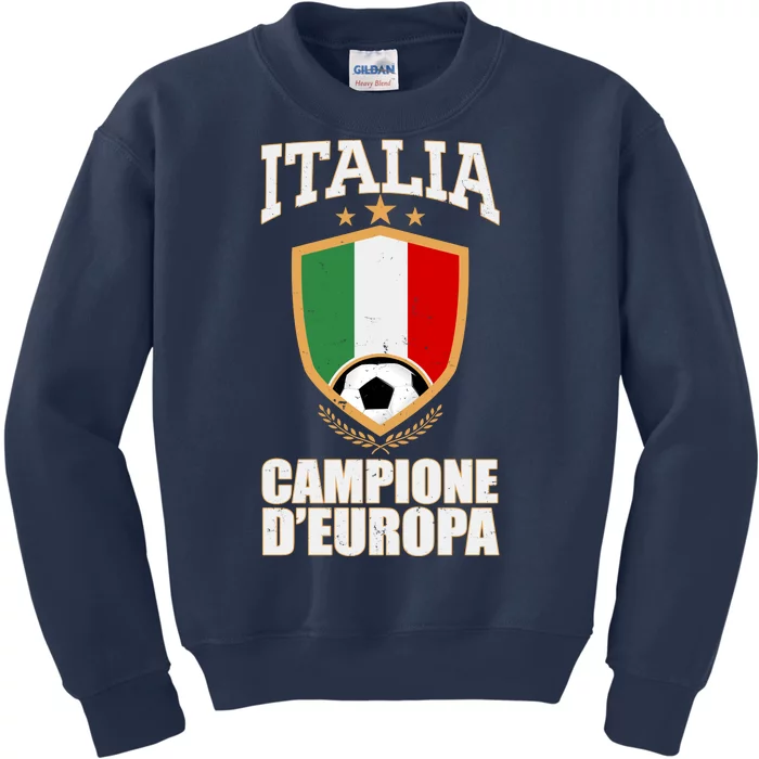 Italia Campione D'Europa Soccer Flag Shield Logo Kids Sweatshirt