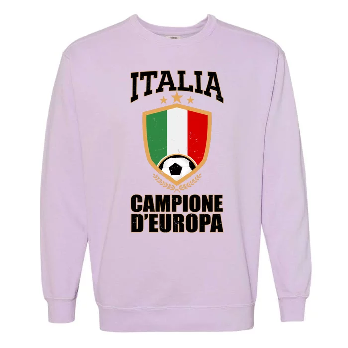 Italia Campione D'Europa Soccer Flag Shield Logo Garment-Dyed Sweatshirt