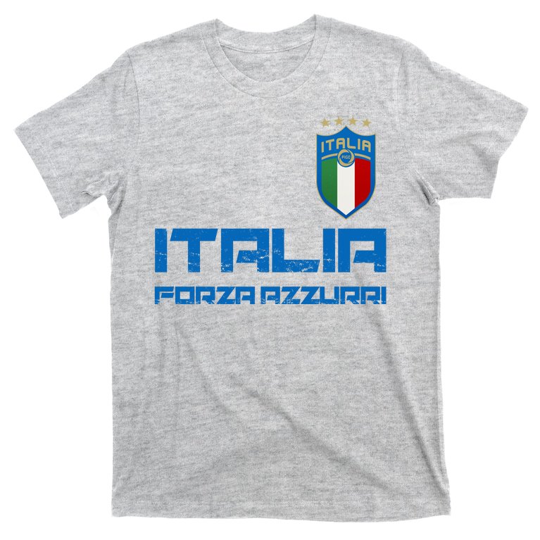 Italia Forza Azzurri Soccer FutbolItaly Flag Logo T-Shirt