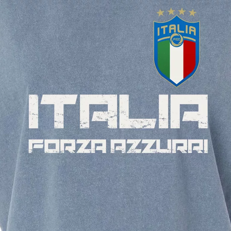 Italia Forza Azzurri Soccer FutbolItaly Flag Logo Garment-Dyed Women's Muscle Tee