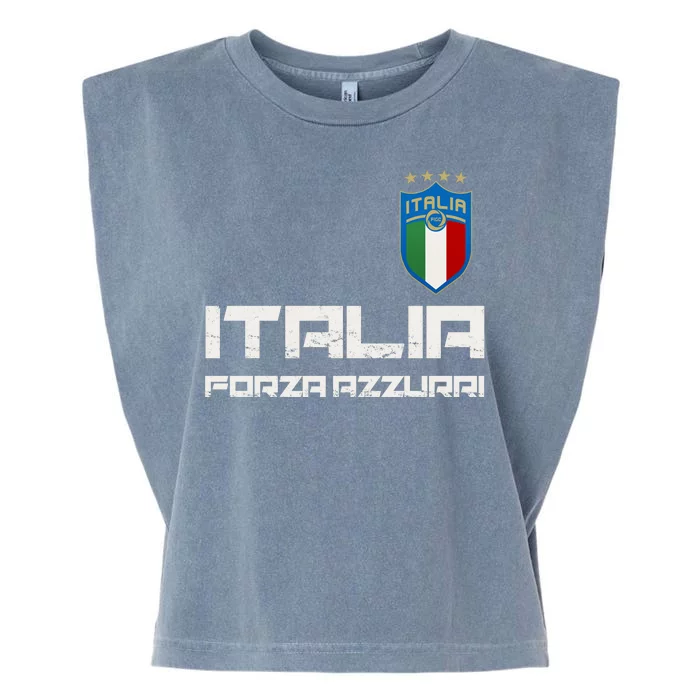 Italia Forza Azzurri Soccer FutbolItaly Flag Logo Garment-Dyed Women's Muscle Tee