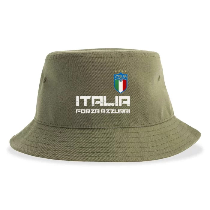 Italia Forza Azzurri Soccer FutbolItaly Flag Logo Sustainable Bucket Hat