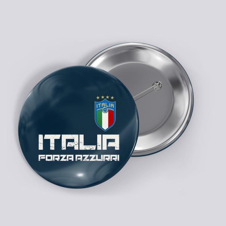 Italia Forza Azzurri Soccer FutbolItaly Flag Logo Button