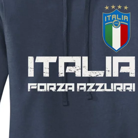 Italia Forza Azzurri Soccer FutbolItaly Flag Logo Women's Pullover Hoodie