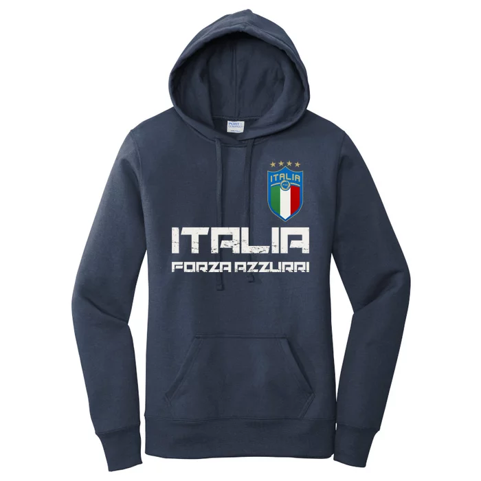 Italia Forza Azzurri Soccer FutbolItaly Flag Logo Women's Pullover Hoodie