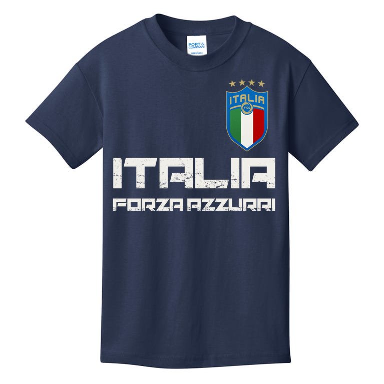 Italia Forza Azzurri Soccer FutbolItaly Flag Logo Kids T-Shirt