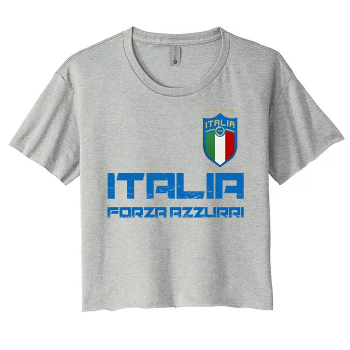 Italia Forza Azzurri Soccer FutbolItaly Flag Logo Women's Crop Top Tee