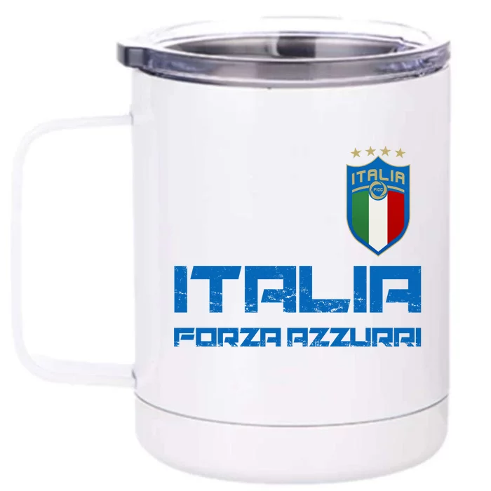 Italia Forza Azzurri Soccer FutbolItaly Flag Logo Front & Back 12oz Stainless Steel Tumbler Cup