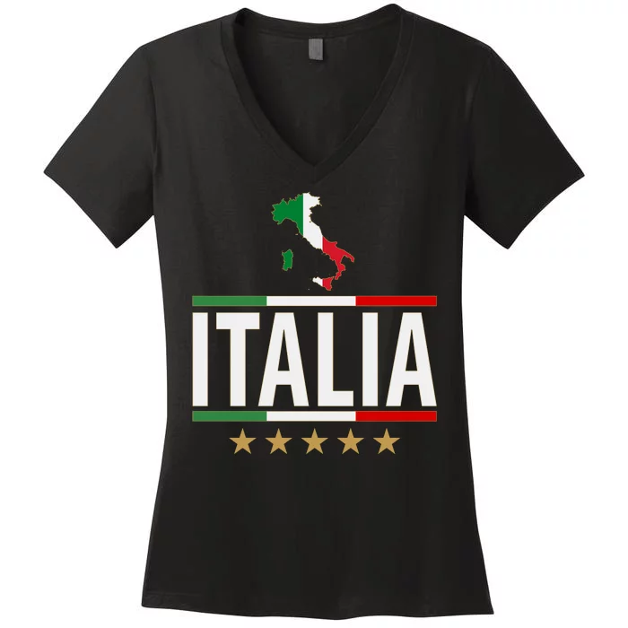 Italia Italy Soccer Football Champions Women's V-Neck T-Shirt