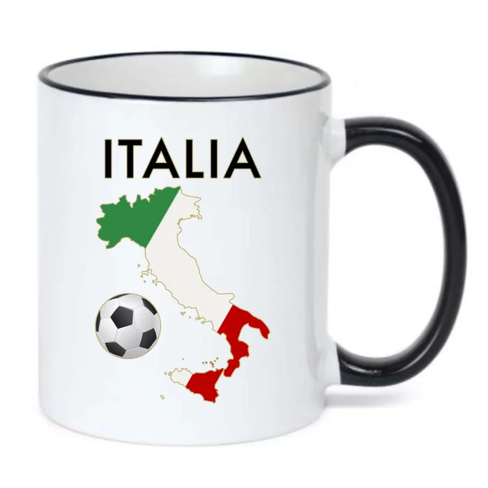 Italia Italy Soccer Football Map Flag colors Black Color Changing Mug