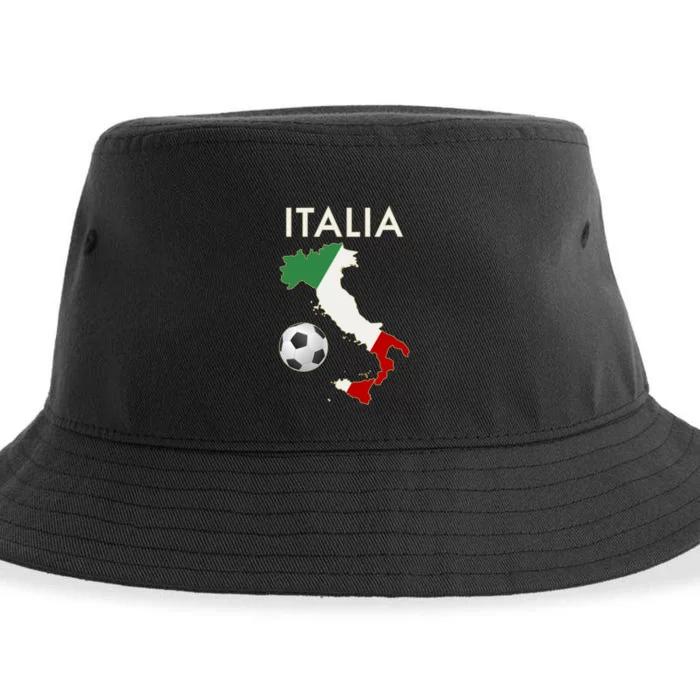 Italia Italy Soccer Football Map Flag colors Sustainable Bucket Hat