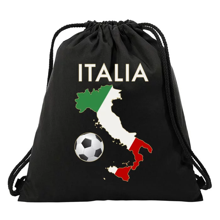 Italia Italy Soccer Football Map Flag colors Drawstring Bag