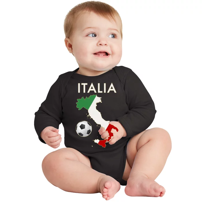 Italia Italy Soccer Football Map Flag colors Baby Long Sleeve Bodysuit