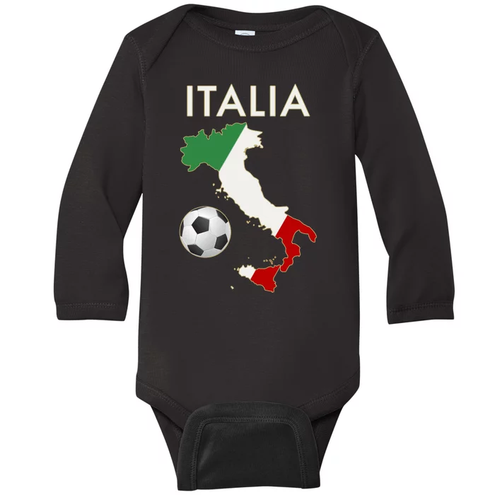 Italia Italy Soccer Football Map Flag colors Baby Long Sleeve Bodysuit