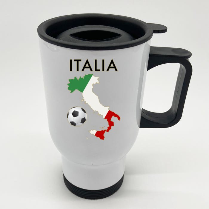 Italia Italy Soccer Football Map Flag colors Front & Back Stainless Steel Travel Mug